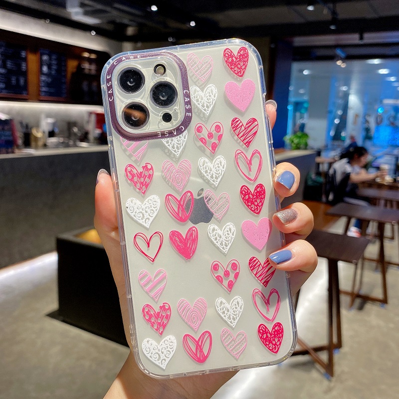 XIAOMI Mi 11 10T Pro Poco M2 Pro M3 Soft Transparent Cute Case Little Sweet Heart Pink Colorful Cartoon Thin Clear Fashion Casing Phone Back Cover