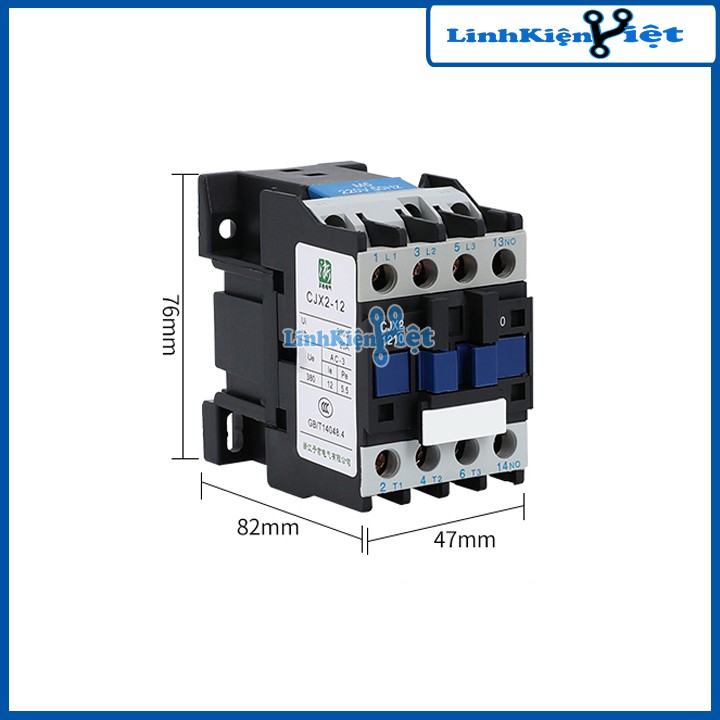 Khởi động từ contactor CJX2 380V 12A vỏ chống cháy, công suất lớn