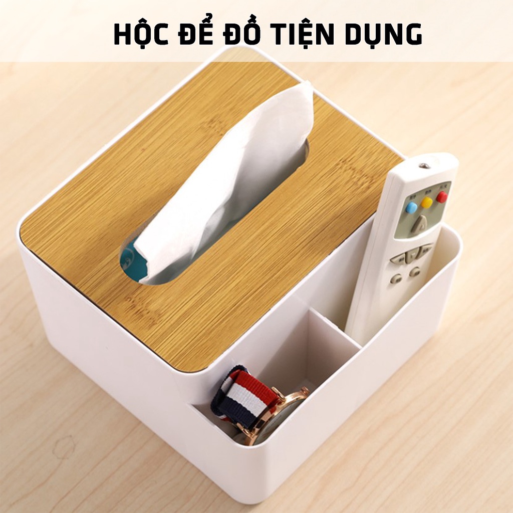 Hộp Đựng Giấy Ăn Nắp Gỗ Tối Giản Đa Năng Để Bàn Ăn, Bếp, Phòng Khách, Phòng Ngủ, Bàn Làm Việc