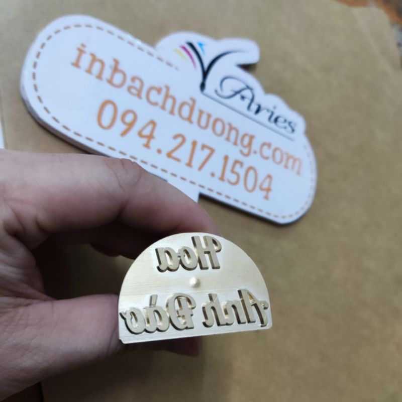 Khắc dấu đồng logo cho cục xà bông, gốm sứ in bạch dương
