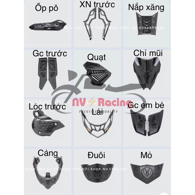 Combo đồ trang trí Air Blade 2020 Cacbon