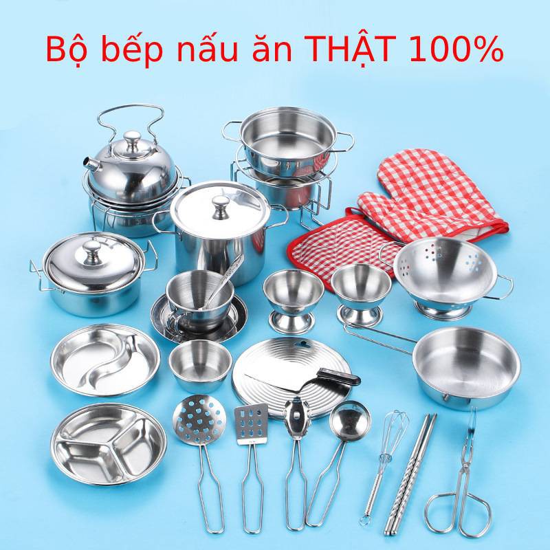 Đồ chơi nấu ăn thật Inox 40 món