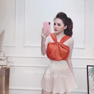 Áo lụa xoắn ngực mặc 2 kiểu