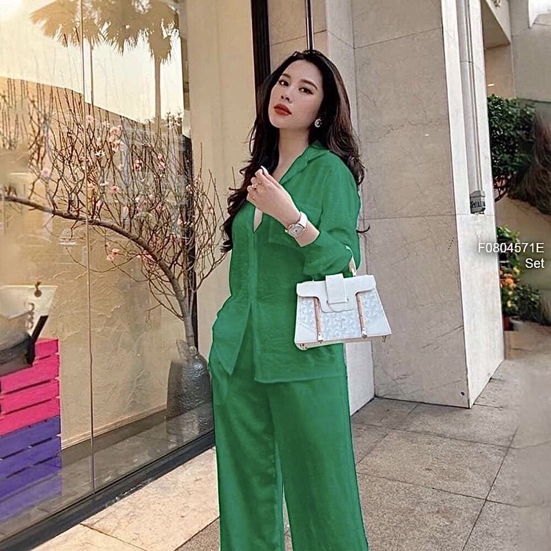 SET SƠ MI ĐŨI TƠ TAY DÀI FORM RỘNG