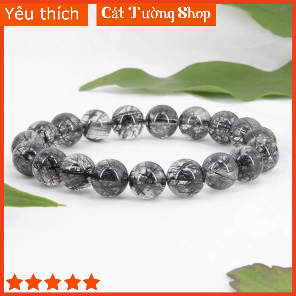 Vòng Tay Thạch Anhh Tóc Đen Cao Cấp 5A+ , Mệnh Thủy & Mộc , Đá Phong Thủy Tự Nhiên, D109