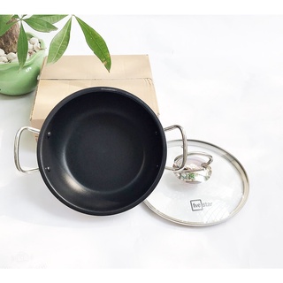 Nồi inox kho cá thịt chống dính bếp từ Fivestar nắp kính 18cm | 20cm | 22cm | 24cm | 26cm | 28cm, 3 đáy, hàng chính hãng