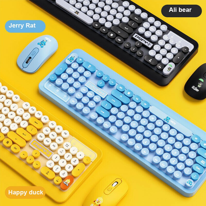 Cartoon Cute Low Noise Waterproof 2.4G Wireless Keyboard And Mouse Set