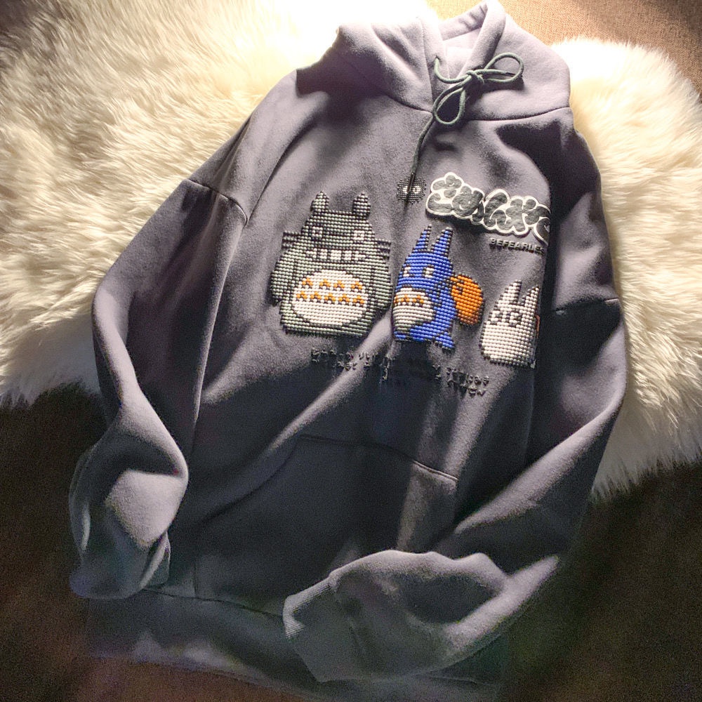 ÁO HOODIE IN HÌNH TOTORO ANIME MŨ HAI LỚP SIÊU TO