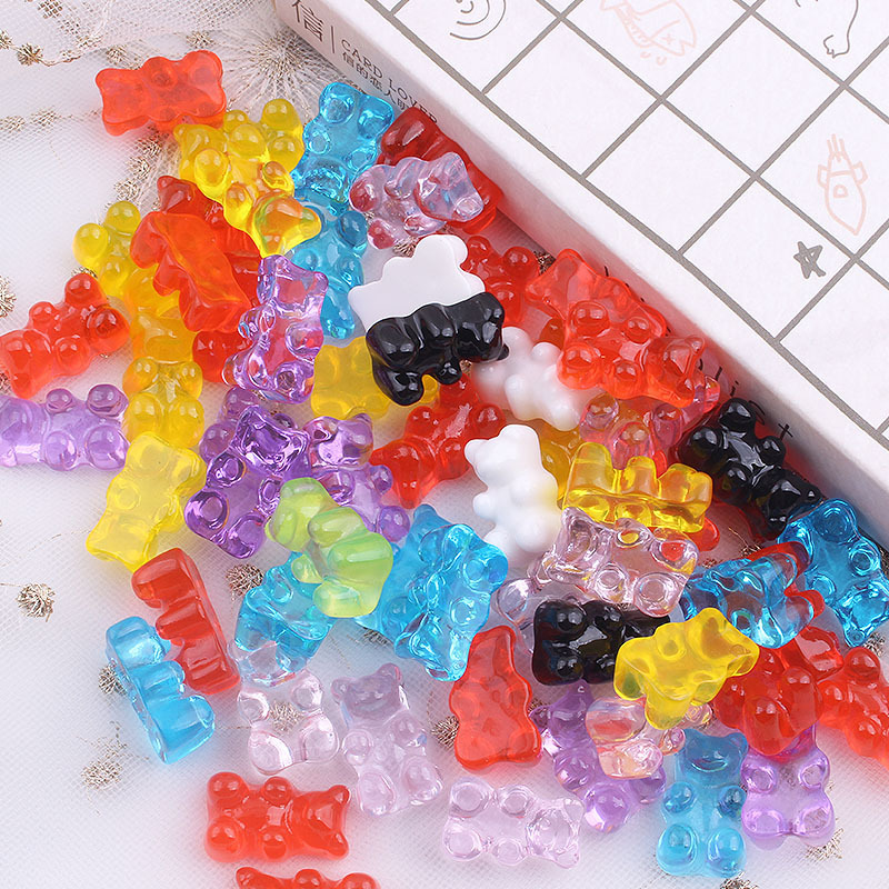 Set 10 Phụ Kiện Trang Trí Ốp Lưng Điện Thoại Trong Suốt Hình Gấu Đáng Yêu