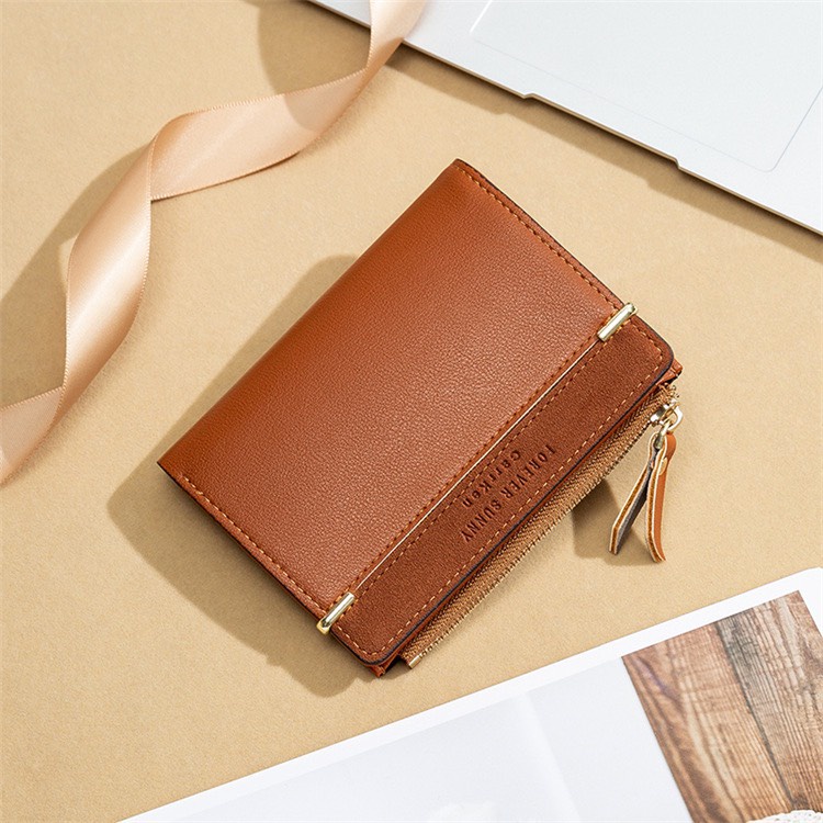 Ví nữ đựng tiền nhiều ngăn 575  khóa bấm chất da retro phong cách thanh lịch