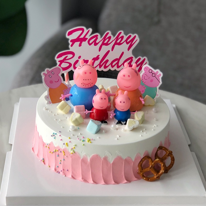 Gia đình heo Peppa trang trí bánh kem, bánh sinh nhật