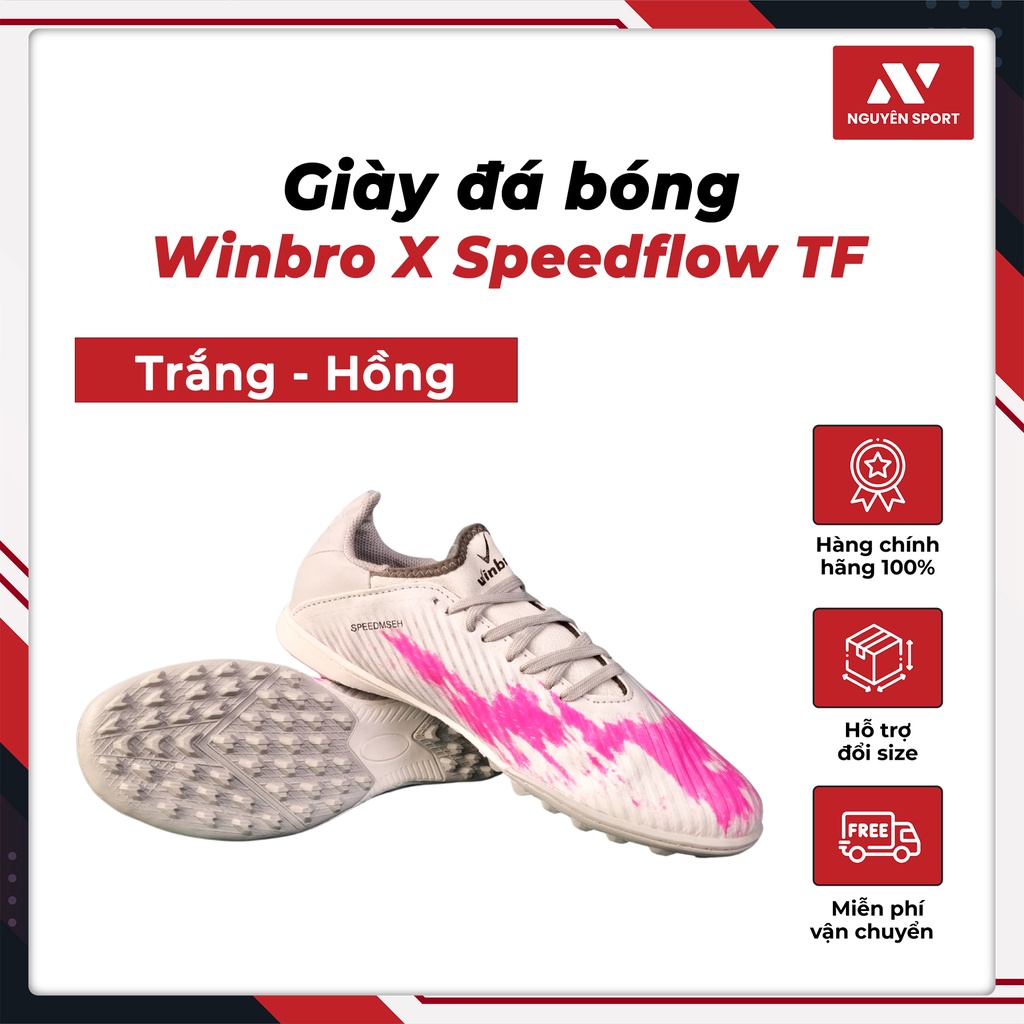 Giày Đá Bóng Nam Winbro X Speedflow TF Sân Cỏ Nhân Tạo Màu Trắng Hồng - G028 Nguyên Sport