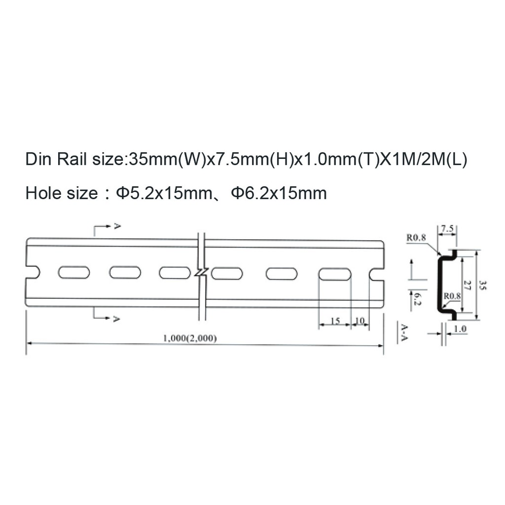 Thanh ray nhôm gắn thiết bị điện - cây dài 1m