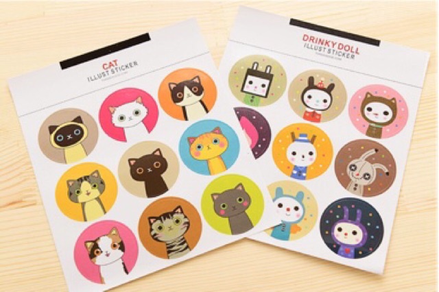 Bộ 2 sticker trang trí mèo K1510