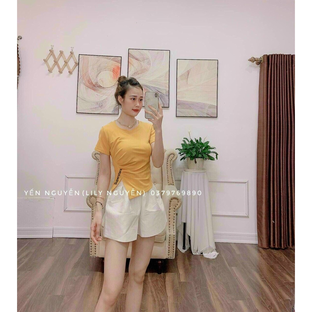 Áo zip nhún eo xả tà bảng 6 màu cho nữ