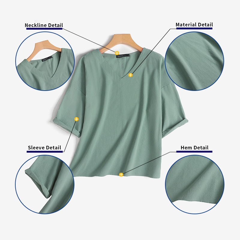 Zanzea Áo Cánh Tay Lỡ 3 / 4 Cổ Chữ V Thời Trang Dành Cho Nữ