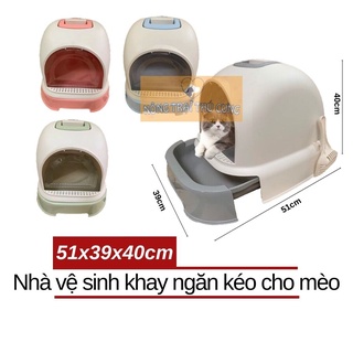 Nhà vệ sinh cho mèo 48x36x40cm có khay kéo dễ vệ sinh