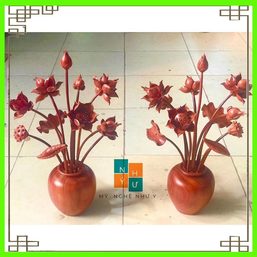 Bình Hoa Sen Gỗ Hương 15 cành hoa cực đẹp và rẻ