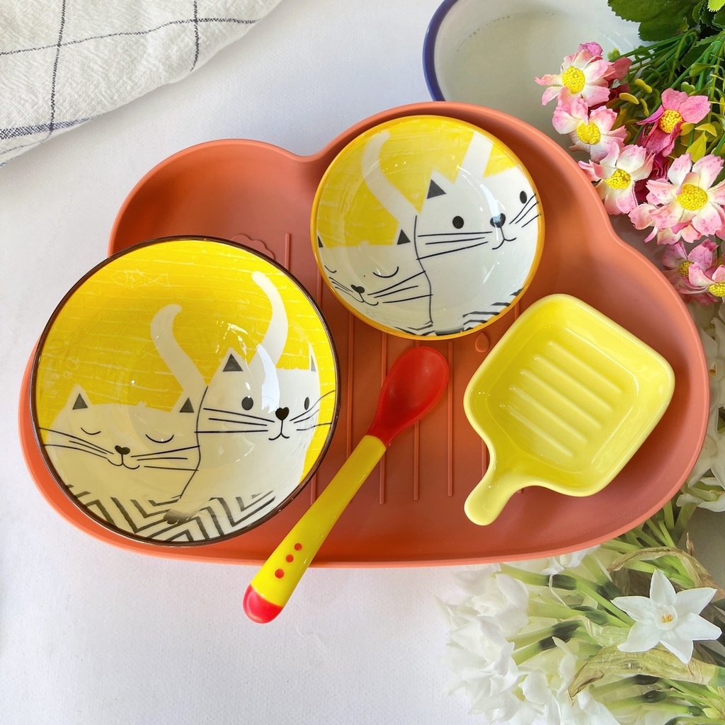 Các Set Bát Ăn Cơm Trẻ Con Đĩa Sứ Bộ Chén Dĩa Sứ Dễ Thương🤺 Cute Bát Đĩa Decor 🤺Cao Cấp S151