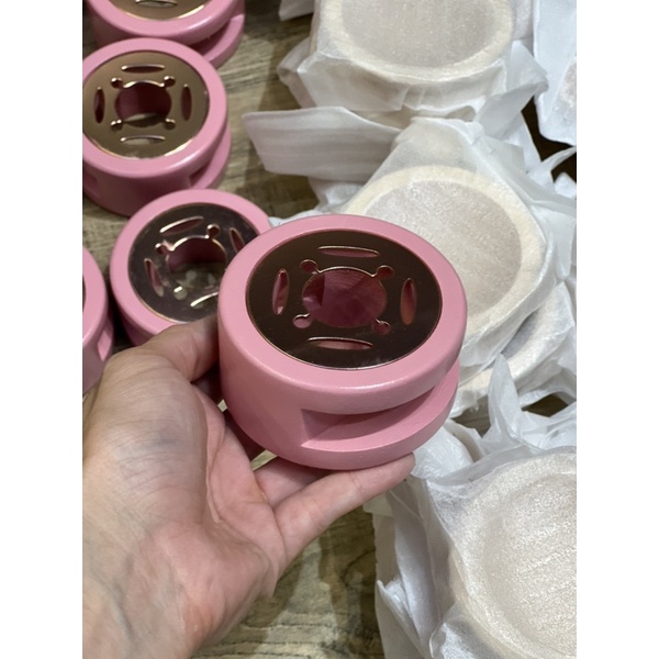 Bếp nến - Bếp nấu ăn mini - Hinh tròn mặt kim loại hoa văn