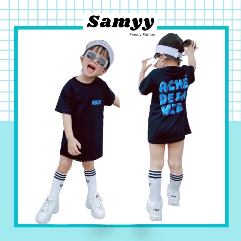 Áo thun tay lỡ bé trai bé gái nam nữ unisex A D L V Ice Cream Logo, áo phông gia đình 100% cotton - Samyy_vn