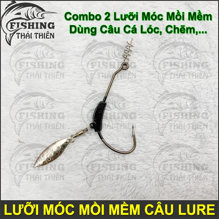 Combo 2 Lưỡi Móc Mồi Mềm Câu Lure Có Thìa Chì Lưỡi Mustad Chuyên Dùng Lure Cá Lóc, Chẽm, Tráp, Mú