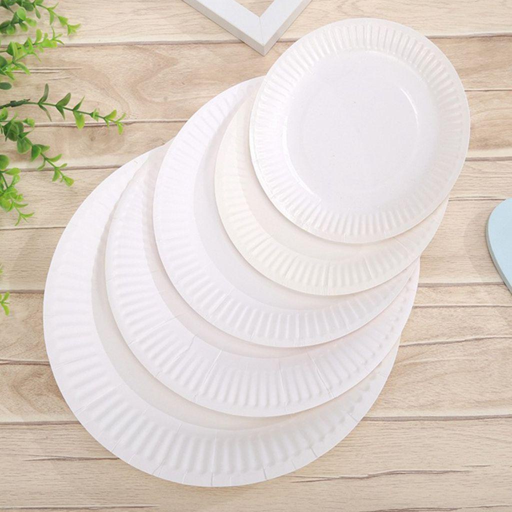 Đĩa Giấy Tròn Phân Hủy Sinh Học Màu Trắng Cho Tiệc BBQ