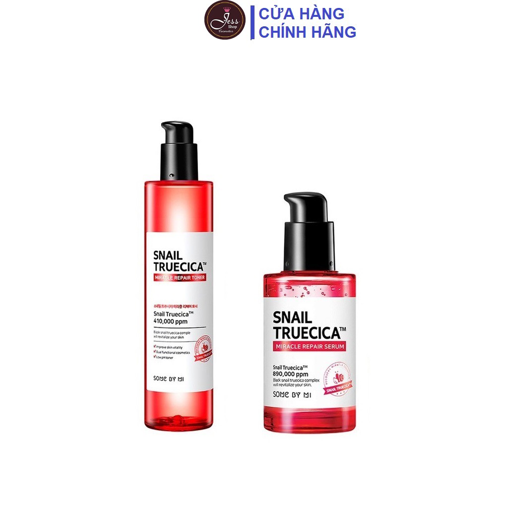 Bộ 2 Sản Phẩm Dưỡng Da Cải Thiện Sẹo Lõm Some By Mi Snail Truecica Miracle Repair (Serum + Toner)