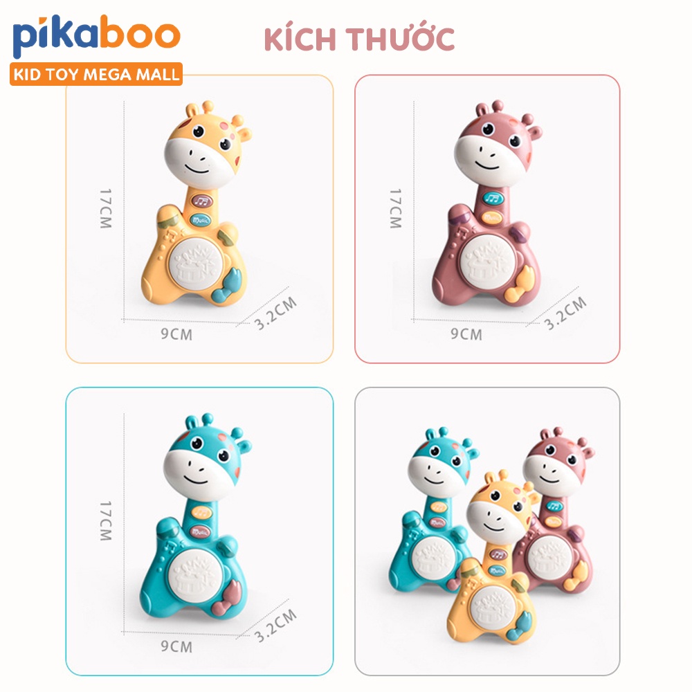 Đàn trống phát nhạc hươu cao cổ Pikaboo, đồ chơi cho bé kích thích phát triển các giác quan