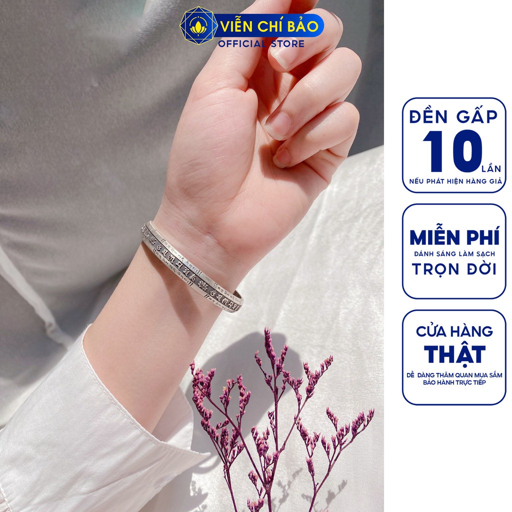 Vòng tay bạc nữ Lục tự đại minh Bát nhã tâm kinh bạc Thái 925 thời trang phụ kiện trang sức nữ Viễn Chí Bảo L100428x
