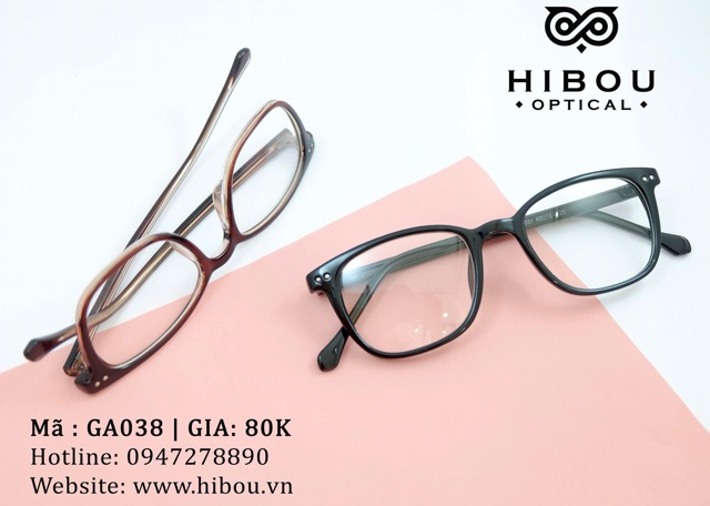 [Tặng hộp và khăn] Gọng Kính cận siêu rẻ Hibou Optical GA038 - Chuyên lắp mắt cận loạn viễn
