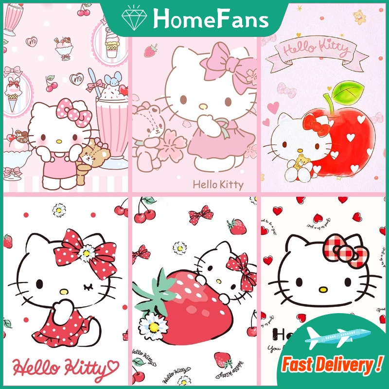 Bộ Tranh Đính Đá 5D Tự Làm 40x50cm Hình Hello Kitty Trang Trí Nhà Cửa