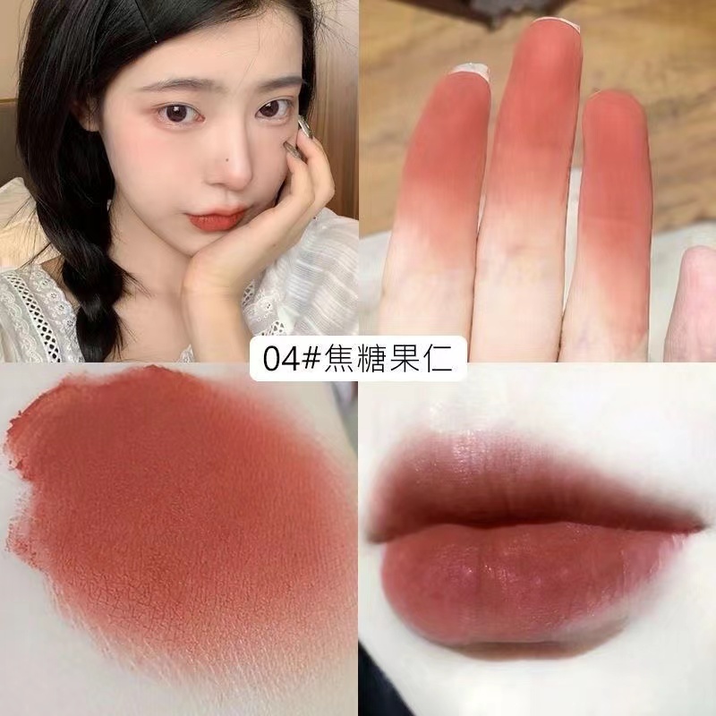 Abpopa DAIMANPU® Son Môi Màu Nhung Lì Lâu Trôi Không Thấm Nước Hương Sô Cô La KISS
