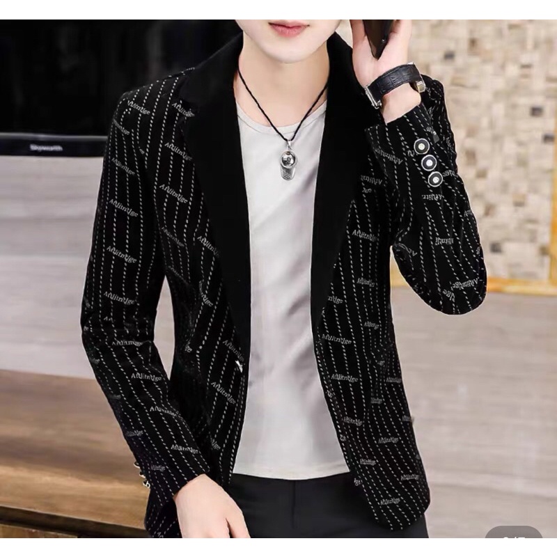 Áo vest nam chấm sọc in kèm chữ