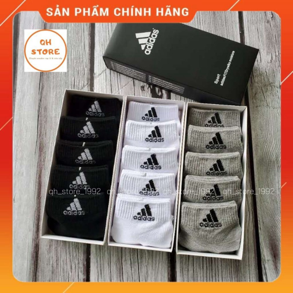 Hộp 5 đôi tất dệt kim chính hãng adidas thể thao nam nữ cổ ngắn