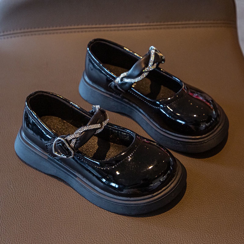 Giày Búp Bê Da Mềm Mũi Tròn Đính Đá Thời Trang Cho Bé Gái