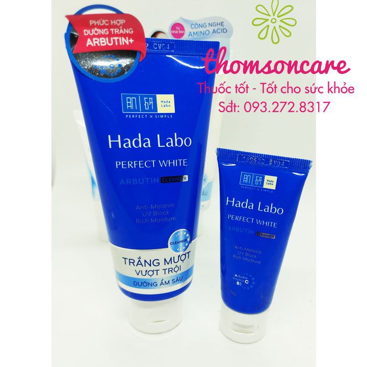 Sữa rửa mặt Hadalabo Trắng da - srm Hada Labo tuýp 80g ngăn ngừa nám, tàn nhang từ tinh chất Arbutin