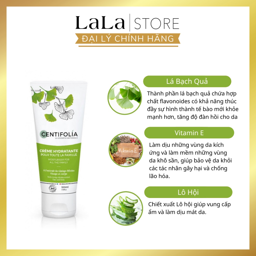Kem Dưỡng Ẩm Centifolia Face &amp; Body Moisturiser For All The Family Pháp 100ml
