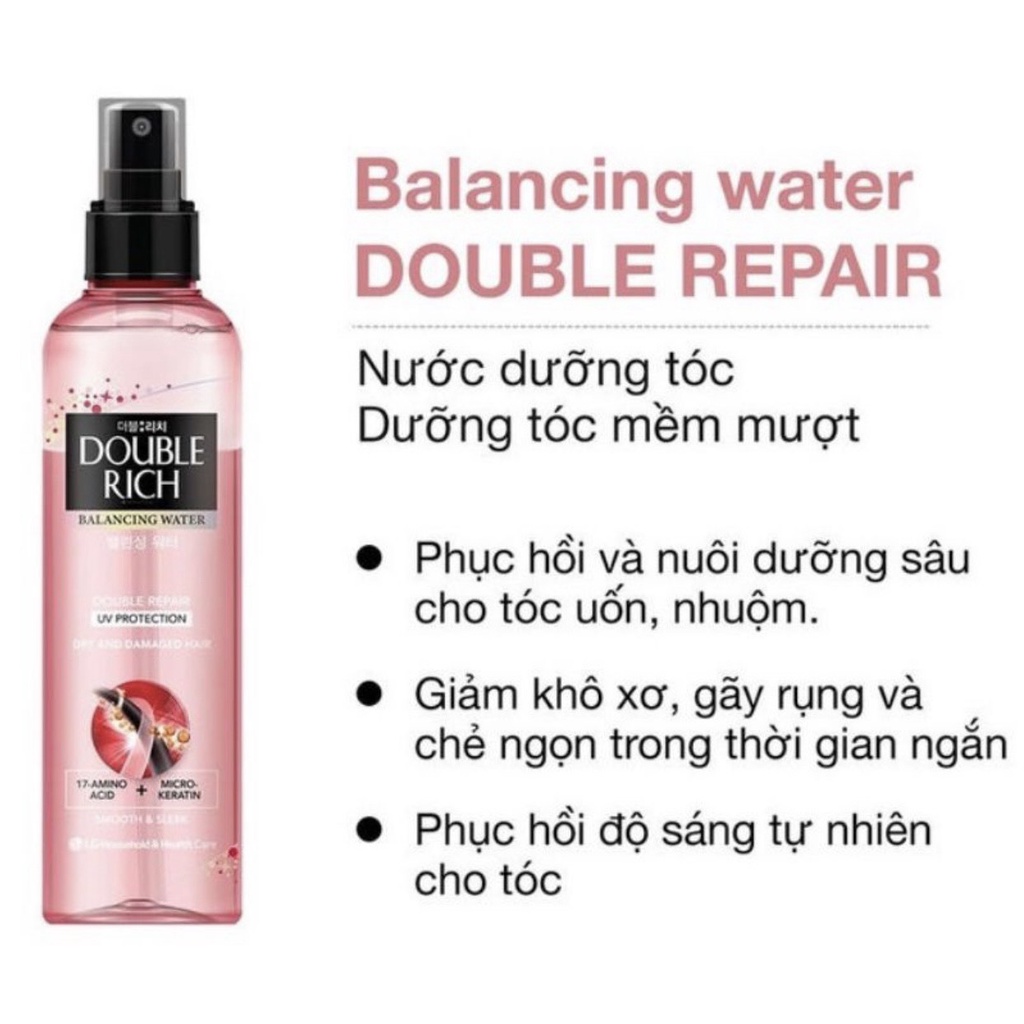 Nước Xịt Dưỡng Tóc Double Rich Chăm Sóc Khô Xơ Hư Tổn, Tóc Nhuộm Chuyên Sâu Balancing Water Double Repair 120ml