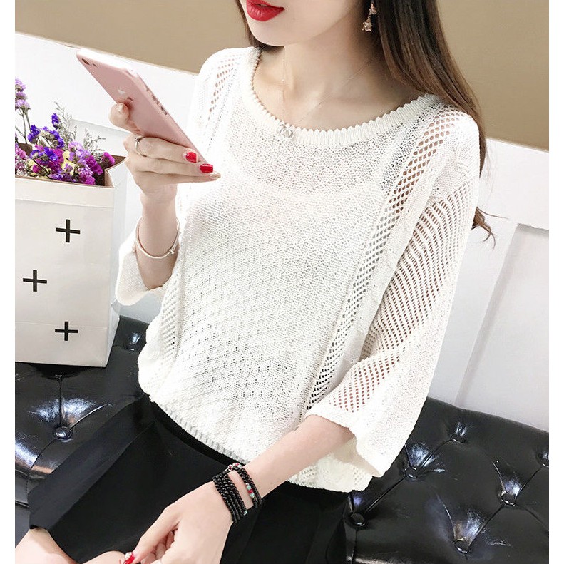 Áo len lưới cánh rơi nữ Haint Boutique Al32