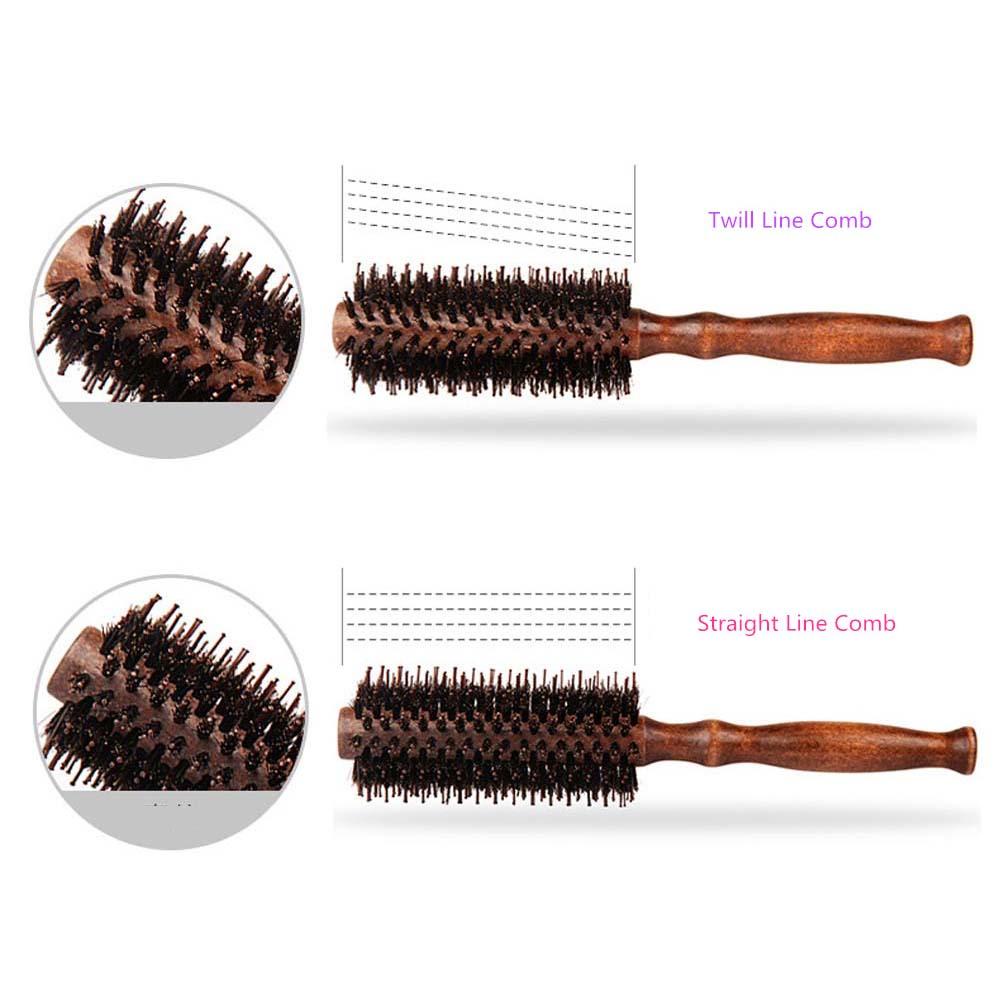 Lược Tròn Bằng Nylon Chống Tĩnh Điện Với Tay Cầm Bằng Gỗ Tiện Dụng