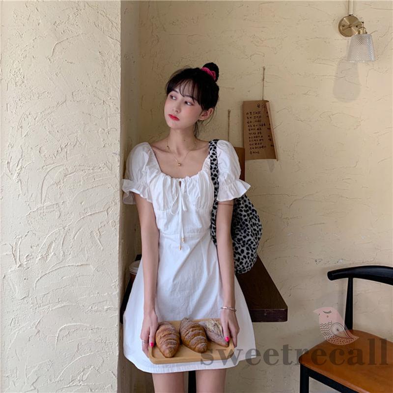 Đầm Cổ Vuông Tay Phồng Màu Trơn Thời Trang Cho Nữ | BigBuy360 - bigbuy360.vn