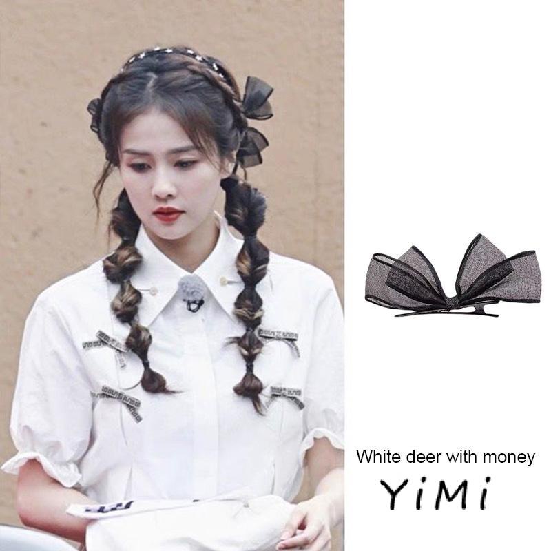 Kẹp Tóc Nơ Lưới Ba Chiều Màu Đen Phong Cách Lolita