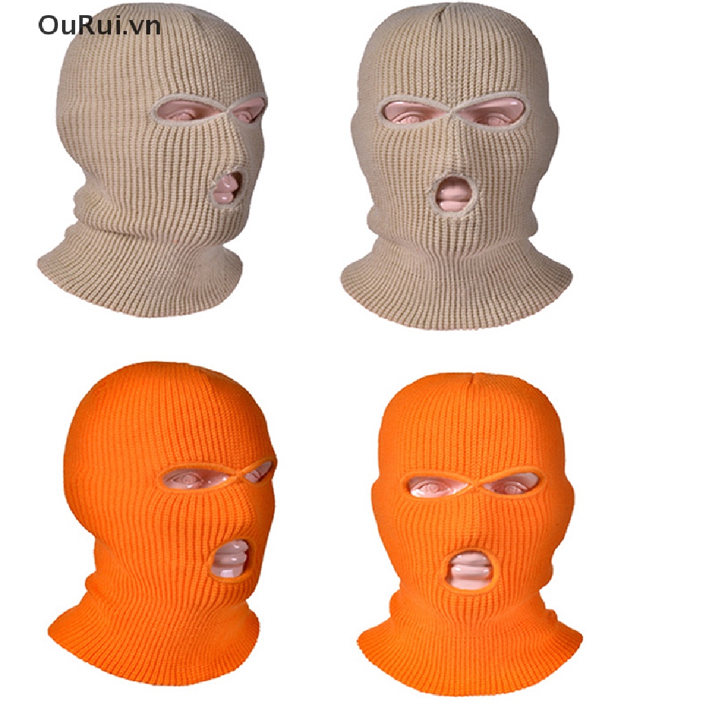 Mũ Trùm Đầu Dệt Kim 3 Lỗ Kèm Khẩu Trang Giữ Ấm