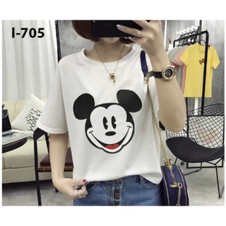Áo thun tay lỡ in chuột mickey