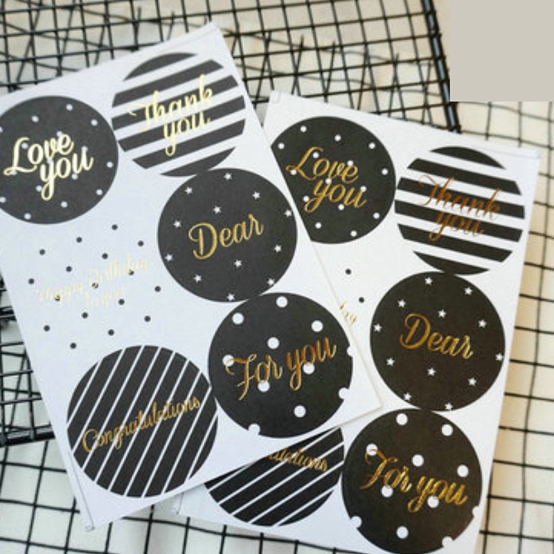 Miếng Dán Trang Trí Nhật Ký Hình Tròn In Chữ THANK YOU Kiểu Vintage Dễ Thương