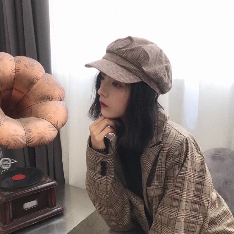 Sản Phẩm Papaya / Mũ Beret Vải Lanh Sáu Màu Sắc Retro Nhật Bản