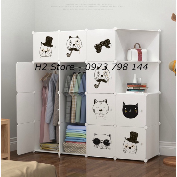TỦ NHỰA LẮP RÁP THÔNG MINH 16 Ô ( GỒM 2 KỆ GÓC ) ĐỂ ĐỒ ĐA NĂNG sâu 47cm ( tùy chọn mẫu )