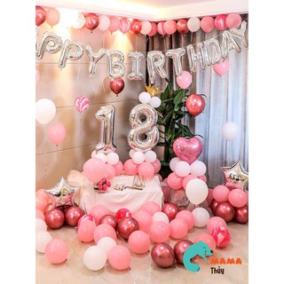 Bộ bóng trang trí sinh nhật tone hồng sang chảnh 43