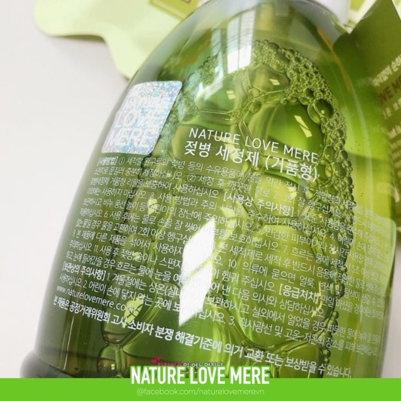 Nước rửa bình sữa Nature Love Mere Hàn Quốc cao cấp an toàn từ tự nhiên chai/ túi 550/500ml